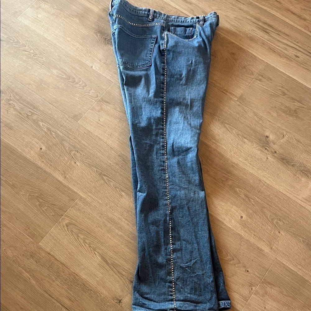 Jeans Swarovski Crystals Sz 10 Christine Alexander Festival Rodeo Wide Leg